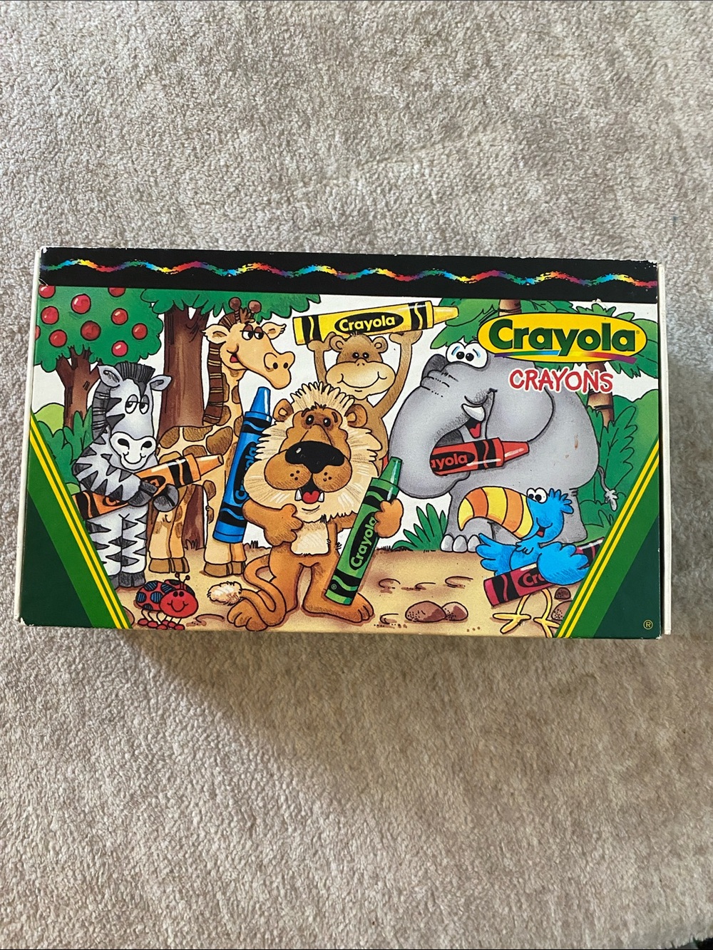 Crayola Crayons Box with Green, Blue, Red and Yellow Accents